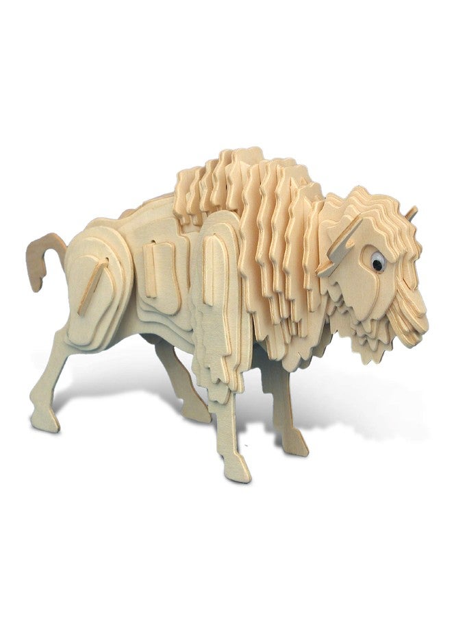 بازلد مجموعة بناء نموذج جاموس خشبي ثلاثي الأبعاد من Puzzled، لعبة حيوان البيسون الخشبية الممتعة والتعليمية، نموذج تجميع غير مكتمل، أحجية بناء وتلوين للزينة، عبوة من 54 قطعة - Image 1